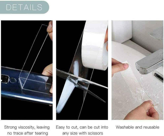 Adhesive Tape Strong Reusable 4M Nano Traceless Washable Double Sided Tape
