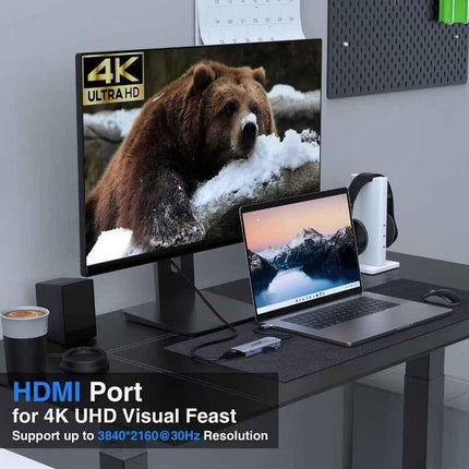 USB-C Laptop Dock with 4K HDMI USB 3 SD/TF Readers 6-in-1 for Mac Windows Linux