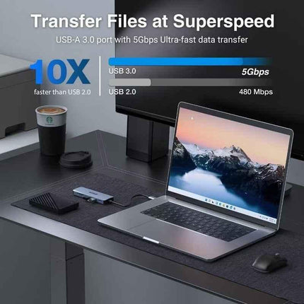 USB-C Laptop Dock with 4K HDMI USB 3 SD/TF Readers 6-in-1 for Mac Windows Linux