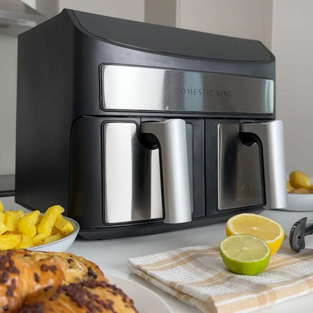 Domestic King 7L Digital Dual Basket 2400W Air Fryer With Recipe Book, 3.5L Each