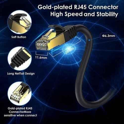 Network Cable RJ45 CAT 8 40Gbps Network Gold Plated Fast Internet Patch Lead