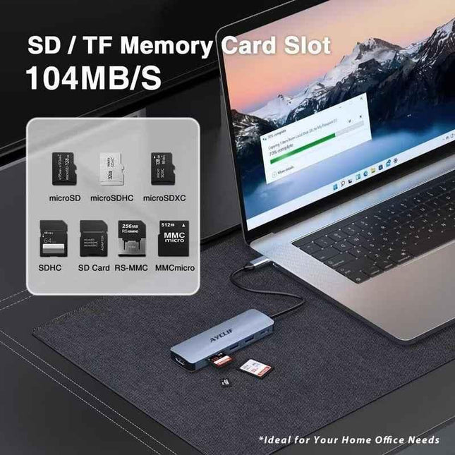 USB-C Laptop Dock 4K HDMI & SD/TF Reader Ultimate Connectivity Solution 6 in 1
