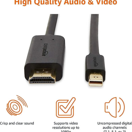 Mini DisplayPort to HDMI Cable Works With MacBook, MS Surface Dock 0.9m/3ft