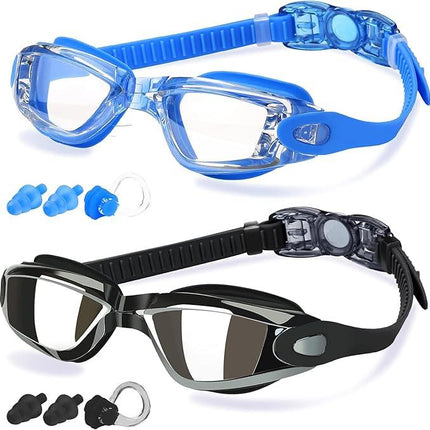 Swimming Goggles 2 Pk for Adult Men Women Kids Anti-Fog UV Protection No Leaking