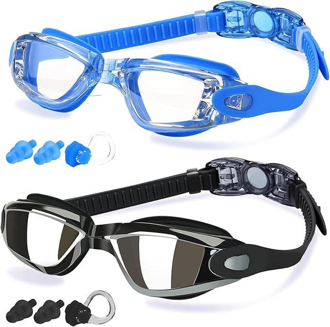 Swimming Goggles 2 Pk for Adult Men Women Kids Anti-Fog UV Protection No Leaking