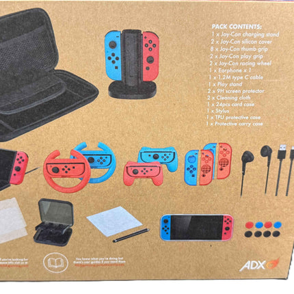 Nintendo Switch 24-In-1 Mega Bundle - Charging Stand Case Wheels & More