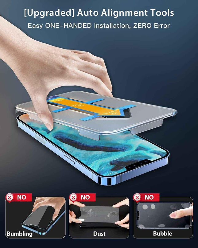 iPhone 13 & 13 Pro Tempered Glass Screen Protectors with Auto-Alignment Kit