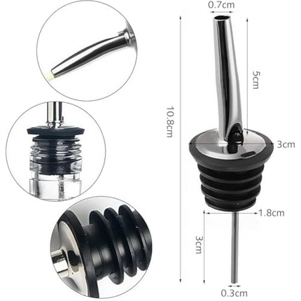 Drink Pourers Stainless Steel with Stoppers for Oils, Whiskey & Cocktails 2PK
