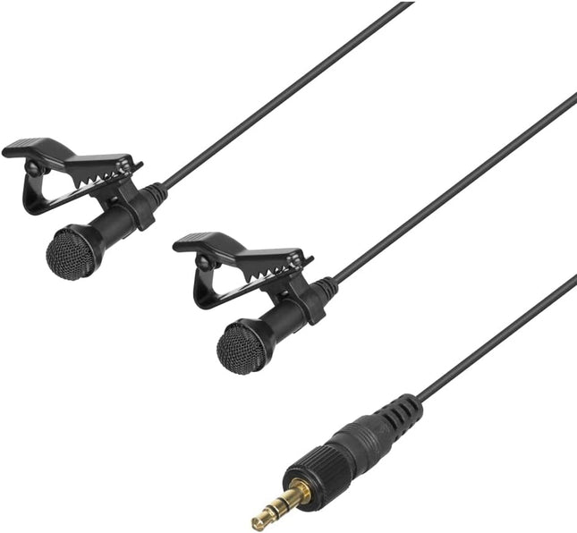Saramonic DK3A2 | 2-Person Premium Dual Stereo Omnidirectional Lavalier with Locking 3.5mm TRS for Portable Recorders, Mixers, Cameras and Wireless Transmitters