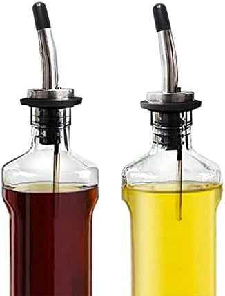 Drink Pourers Stainless Steel with Stoppers for Oil, Whiskey & Cocktails 5PK