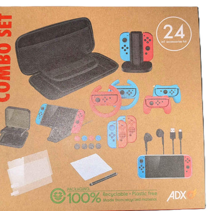 Nintendo Switch 24-In-1 Mega Bundle - Charging Stand Case Wheels & More