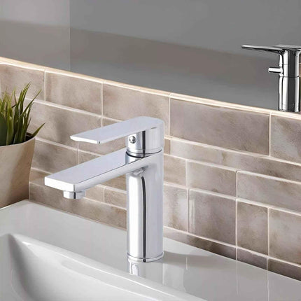 Modern Chrome Basin Mixer Tap – Single Lever Compact Modern Design Brass Core