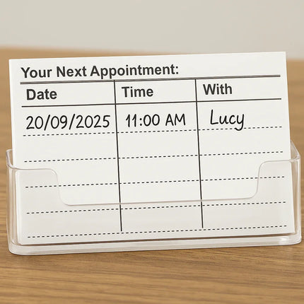 Professional Appointment Reminder Cards Pack of 200 White 300gsm Card Stock