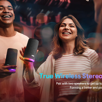 VOTOMY Bluetooth Speaker 24H Playtime 360° Bass RGB Lights IPX7 Waterproof Black