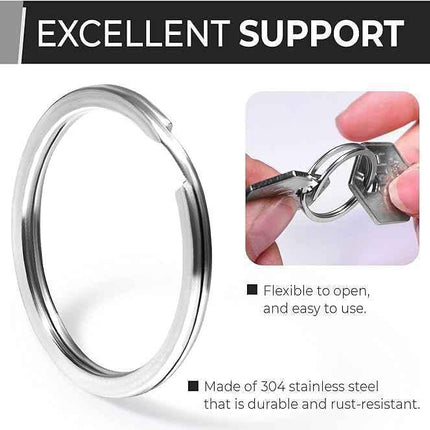 Heavy Duty Metal Split Key Rings – 30mm Keychain Ring Holder, Silver Pack of 5