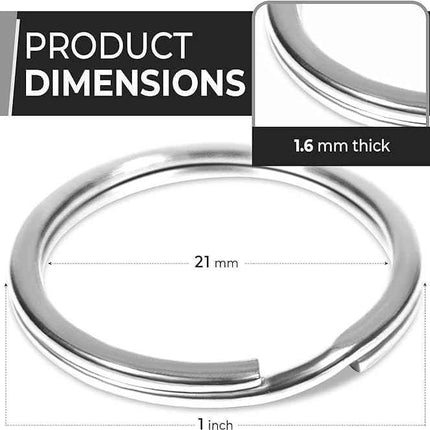 Heavy Duty Metal Split Key Rings – 30mm Keychain Ring Holder, Silver Pack of 5
