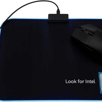 Gaming Mouse Pad Intel Blue Led Light-Up Anti Slip 36.5X25.5cm for PC and Laptop