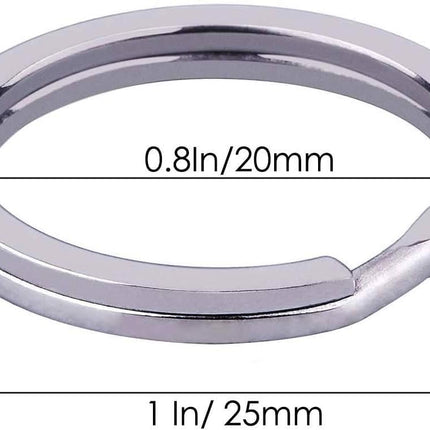 Heavy Duty Metal Split Key Rings – 25mm Keychain Ring Holder, Silver Pack of 5