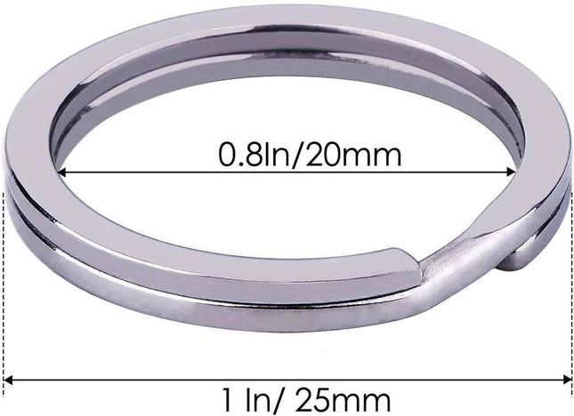 Heavy Duty Metal Split Key Rings – 25mm Keychain Ring Holder, Silver Pack of 5