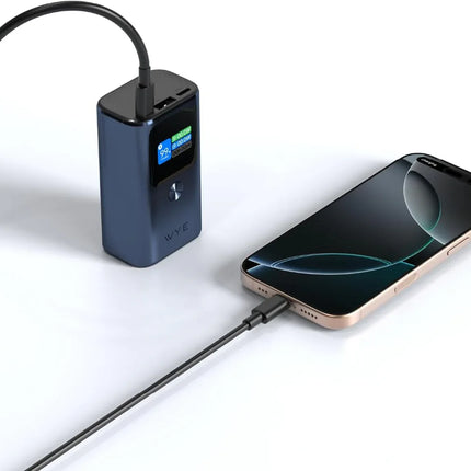 WYE FLUX High Speed Charging Mini Power Bank With LED Display 10K mAh - Dark Blue