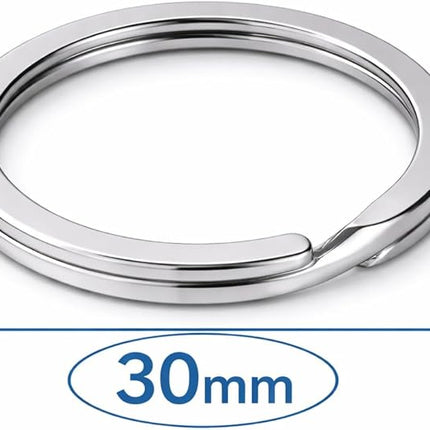 Heavy Duty Metal Split Key Rings – 30mm Keychain Ring Holder, Silver Pack of 5