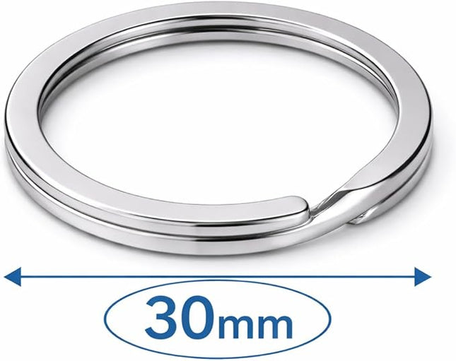 Heavy Duty Metal Split Key Rings – 30mm Keychain Ring Holder, Silver Pack of 5