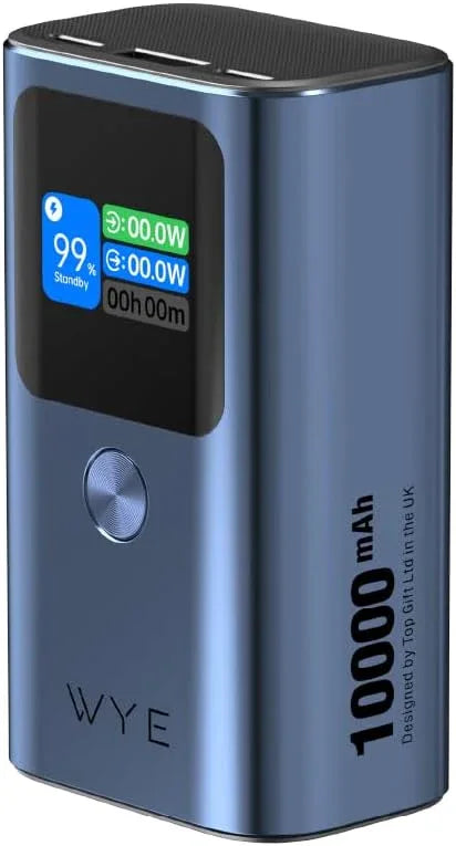 WYE FLUX High Speed Charging Mini Power Bank With LED Display 10K mAh - Dark Blue