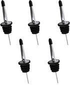 Drink Pourers Stainless Steel with Stoppers for Oil, Whiskey & Cocktails 5PK