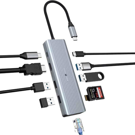 Multiport 10 in 1 USB C Docking Station HDMI, TF Reader, USB A & C Ethernet