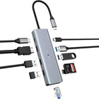 Multiport 10 in 1 USB C Docking Station HDMI, TF Reader, USB A & C Ethernet