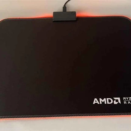 AMD LED Gaming Mouse Pad with Red Light, Anti-Slip, 36.5x25.5cm for PC & Laptop