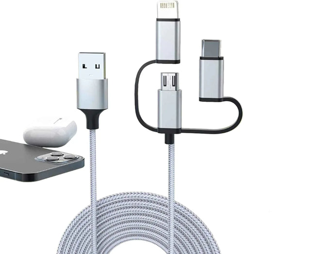 3 in 1 Cable, Lightning Type C Micro USB Charging Cable Adapter MFI Certified