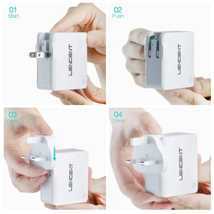 USB Charger 4 Ports Worldwide Universal Adapters Includes UK EU US AUS 22W/5V