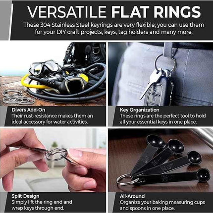 Heavy Duty Metal Split Key Rings – 30mm Keychain Ring Holder, Silver Pack of 5