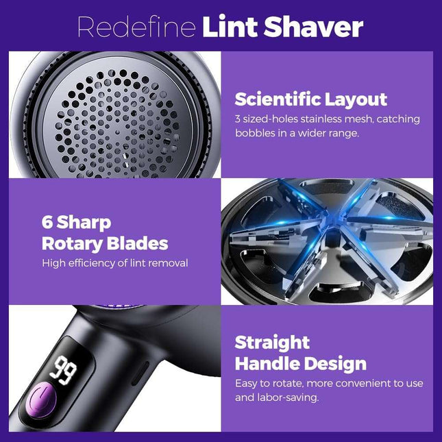 Rechargeable Electric Lint Remover for Clothes Stainless Steel Blade + 2 Spare