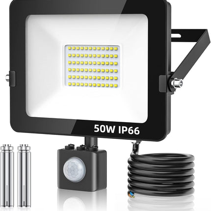 50W LED PIR Motion Sensor Outdoor Security Floodlight IP66 Waterproof 5000LM