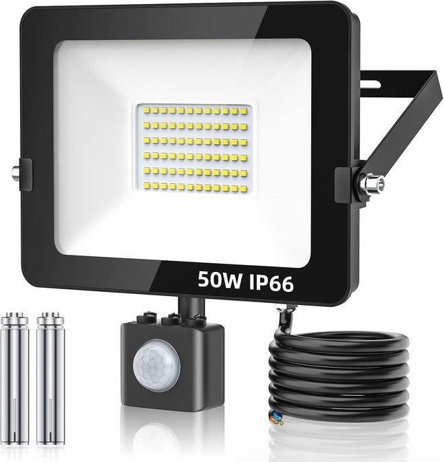 50W LED PIR Motion Sensor Outdoor Security Floodlight IP66 Waterproof 5000LM