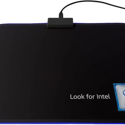 Gaming Mouse Pad Intel Blue Led Light-Up Anti Slip 36.5X25.5cm for PC and Laptop