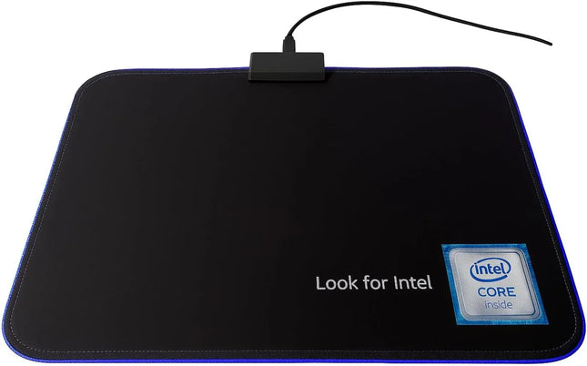 Gaming Mouse Pad Intel Blue Led Light-Up Anti Slip 36.5X25.5cm for PC and Laptop
