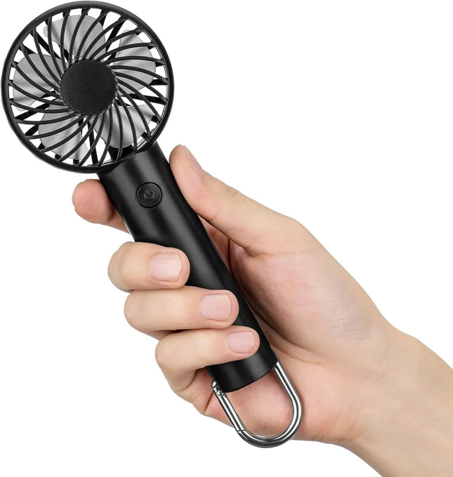 Portable Hand-held Fan Mini Fan Cooling USB Rechargeable 3 Speed With Clip Black