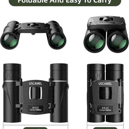 Binoculars 8×21 Compact BAK4 Prism Easy Focus for Bird Watching Outdoor Use