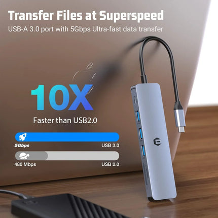 USB C Hub, 7 in 1 USB C Adapter for MacBook Air/Pro 11K HDMI Docking Station