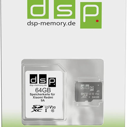 DSP 64GB microSDXC Memory Card A1 V30 U3 for Xiaomi Redmi 9A - Fast Storage