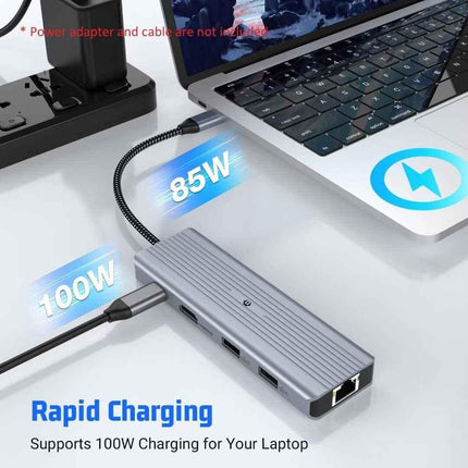 Multiport 10 in 1 USB C Docking Station HDMI, TF Reader, USB A & C Ethernet