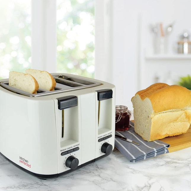 KitchenPerfected 4 Slice extra-wide slot Toaster - Cream