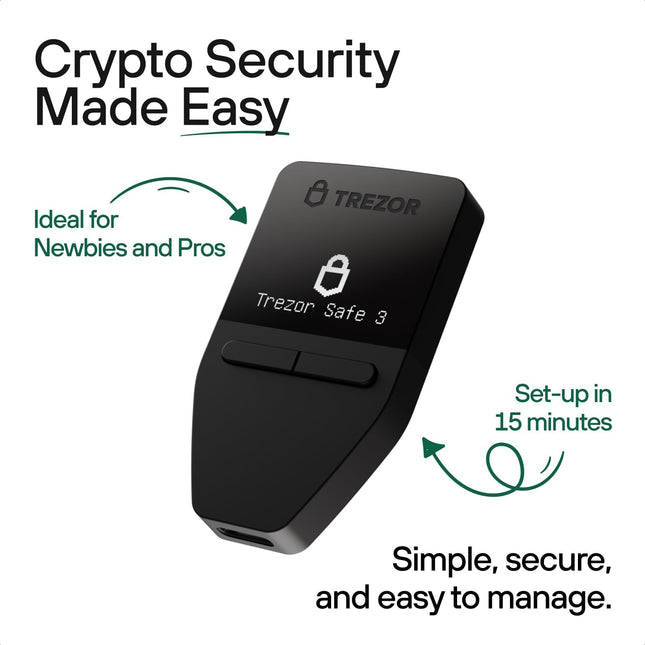 Trezor Safe 3 - Passphrase & Secure Element Protected Crypto Hardware Wallet
