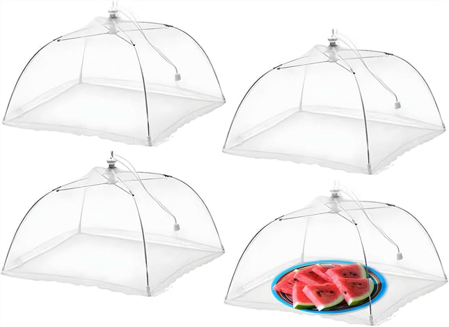 Keep Bugs Away! Large Pop-Up Mesh Food Tent 4 Pack, Collapsible & Reusable