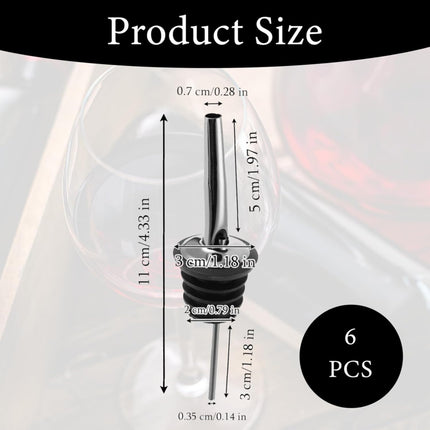 Drink Pourers Stainless Steel with Stoppers for Oil, Whiskey & Cocktails 5PK