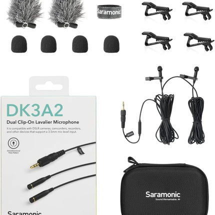 Saramonic DK3A2 Dual Stereo 3.5mm TRS for Mixers Cameras Wireless Transmitters