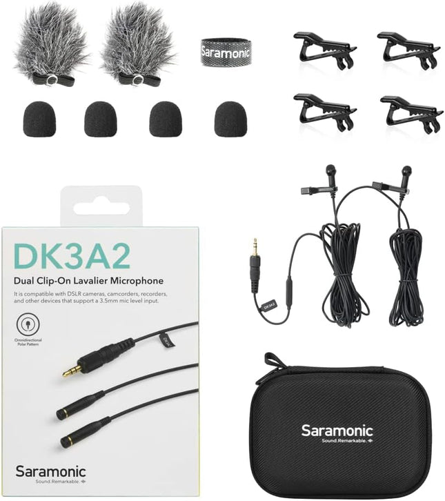 Saramonic DK3A2 Dual Stereo 3.5mm TRS for Mixers Cameras Wireless Transmitters